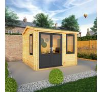 Mercia Elite 10' 3" x 9' 11" Reverse Apex Log Cabin - Premium 44mm Cladding Loglap - Grey UPVC