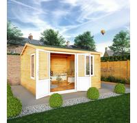 Mercia Elite 13' 6" x 13' 2" Apex Log Cabin - Premium 44mm Cladding Loglap - White UPVC