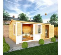 Mercia Elite 13' 6" x 16' 11" Apex Log Cabin - Premium 44mm Cladding Loglap - White UPVC
