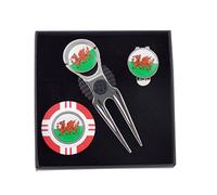 Mercia Golf Patriotic Flag Marker Gift Set With Poker Chip, Divot Tool, Hat Clip and Ball Markers. (Wales)