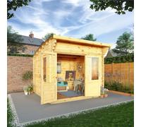Mercia Helios 11' 5" x 10' Curved Log Cabin - Premium 44mm Cladding Loglap