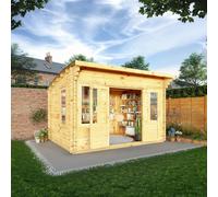 Mercia Helios 11' 5" x 13' 4" Curved Log Cabin - Premium 44mm Cladding Loglap