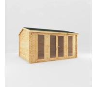 Mercia Home Office Studio Log Cabin - 28 mm - L365.1 x W453.6 x H266.4 cm in Light Tan Mercia Light Tan