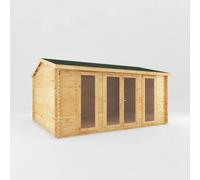 Mercia Home Office Studio Log Cabin - 28 mm - L414.1 x W503.6 x H272.5 cm in Light Tan Mercia Light Tan