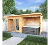 Mercia 16 x 6ft Maine Pent Summerhouse With Patio Area, Brown