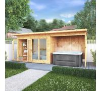 Mercia 18 x 6ft Maine Pent Summerhouse With Patio Area, Brown