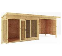 Mercia 18 x 6ft Maine Pent Summerhouse With Patio Area, Brown