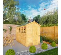 Mercia Modular Shiplap 10X5 Ft Apex Honey Brown Wooden Dip Treated Shed With Floor & 4 Windows