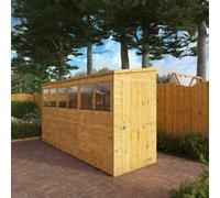 Mercia Modular Shiplap 12X4 Ft Pent Honey Brown Wooden Dip Treated Shed With Floor & 6 Windows
