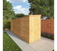 Mercia Modular Shiplap 16X4 Ft Pent Honey Brown Wooden Dip Treated Shed With Floor (Windowless)