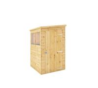 Mercia Modular Shiplap 4X4 Ft Pent Honey Brown Wooden Dip Treated Shed With Floor & 2 Windows