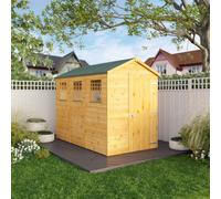 Mercia Modular Shiplap 9X5 Ft Apex Honey Brown Wooden Dip Treated Shed With Floor & 3 Windows