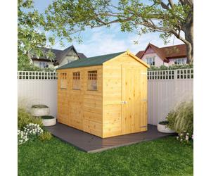 Mercia Modular Shiplap 9X5 Ft Apex Honey Brown Wooden Dip Treated Shed With Floor & 3 Windows