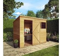 Mercia 8 x 6ft Overlap Pent Shed - Size: 6 x 8ft - Brown - Wilko