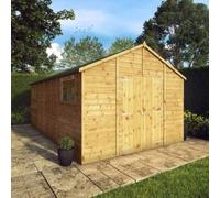 Mercia Workshop Premium Shiplap Apex 18' x 10' Double Door Brown