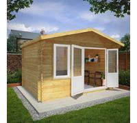 Mercia Retreat 11' 3" x 13' 6" Apex Log Cabin - Premium 44mm Cladding Loglap - White UPVC