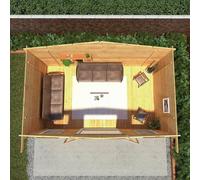 Mercia Retreat 11' 3" x 16' 10" Apex Log Cabin - Premium 44mm Cladding Loglap - Brown UPVC