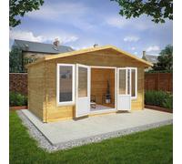 Mercia Retreat 11' 3" x 16' 10" Apex Log Cabin - Premium 44mm Cladding Loglap - White UPVC