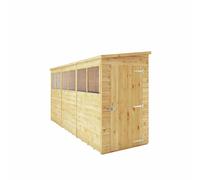 Mercia 12 x 4ft Shiplap Pent Shed - Size: 4 x 12ft - Brown - Wilko
