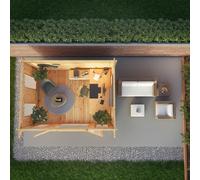 Mercia Studio 10' 11" x 13' 2" Pent Log Cabin - Premium 28mm Cladding Loglap
