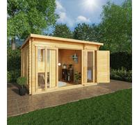 Mercia Studio 10' 11" x 13' 6" Pent Cabin with Shed - Premium 44mm Cladding Loglap