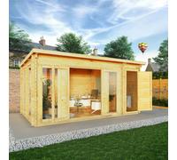 Mercia Studio 10' 11" x 16' 10" Pent Cabin with Shed - Premium 44mm Cladding Loglap