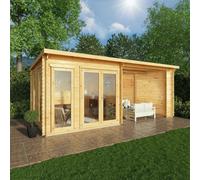 Mercia Studio 10' 11" x 19' 4" Pent Log Cabin - Premium 34mm Cladding Loglap