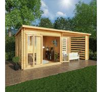 Mercia Studio 10' 11" x 19' 4" Pent Log Cabin Slatted - Premium 44mm Cladding Loglap