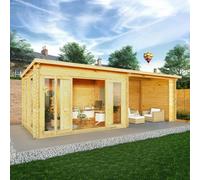 Mercia Studio 10' 11" x 22' 8" Pent Log Cabin - Premium 28mm Cladding Loglap