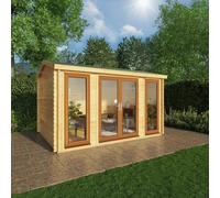 Mercia Studio 10' 3" x 13' 2" Apex Log Cabin - Premium 44mm Cladding Loglap - Brown UPVC