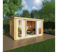 Mercia Studio 10' 3" x 13' 2" Apex Log Cabin - Premium 44mm Cladding Loglap - White UPVC
