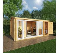 Mercia Studio 10' 3" x 16' 10" Apex Log Cabin - Premium 44mm Cladding Loglap - White UPVC