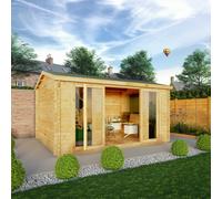 Mercia Studio 11' 11" x 14' 10" Apex Log Cabin - Premium 44mm Cladding Loglap