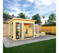 Mercia Studio 9' 11" x 9' 11" Pent Log Cabin - Premium 44mm Cladding Loglap - Grey UPVC