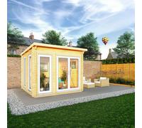 Mercia Studio 9' 11" x 9' 11" Pent Log Cabin - Premium 44mm Cladding Loglap - White UPVC