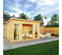 Mercia Studio 9' 3" x 12' 6" Pent Log Cabin - Premium 34mm Cladding Loglap