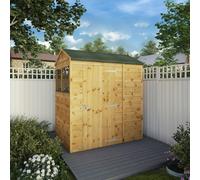 Mercia Tongue & Groove 6X4 Ft Reverse Apex Wooden Dip Treated Shed With Floor & 2 Windows
