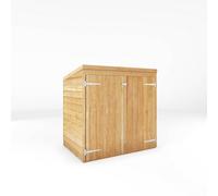 Waltons 5ft x 3ft Wooden Overlap Pent Roof Lawnmower Garden Storage Shed - Brown