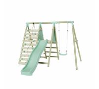 Mercia Wooden Single Swing with Climbing Wall & Slide