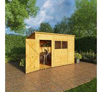 Mercia Woodsman 10' 3" x 6' 2" Pent Shed - Premium Dip Treated Shiplap - Styrene Windows