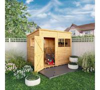 Mercia Woodsman 8' 4" x 6' 2" Pent Shed - Premium Dip Treated Shiplap - Styrene Windows