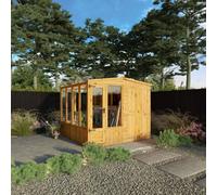 Mercia Woodsman Styrene 8 x 8ft Greenhouse and Shed - Brown - Wilko