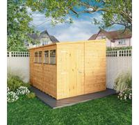 Mercia 10 x 8 Woodsman Shiplap Pent Shed, Brown