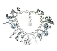 Mercian Forest Witches Charm Bracelet, Handmade Pagan Jewellery with Witchcraft Themed Imagry Wicca Wiccan Witchcraft