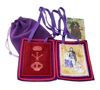 MERCILIA MEISHILAI 9 * 11cm Large Purple Scapular - Escapulario Morado de Bendición y Protección Wool Scapular for End Times - Includes Purple Velvet Pouch and Prayer Card