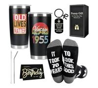 Merclix 70th Birthday Gifts for Men Funny Sock 9-11 Keyring Card 20oz Mug Gift Set 70th Birthday Gifts for Him Dad Grandad Husband Uncle Brother