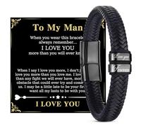 Merclix To My Man Leather Bracelet Valentines Day Gifts for Men I Love You Gifts for Him Boyfriends Husband Christmas Anniversary Birthday Romantic