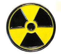 Mercmad Yellow Metal Enamel Nuclear Atomic Badge