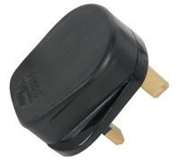 Mercury 13A Fused UK Mains Plug in Black, Moulded Plug with Solid Brass Pins, Rewireable for Indoor Power Applications, Compact and Durable - Certified to BS1363
