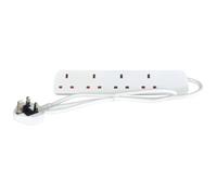 Mercury 4 Gang Extension Lead 2.0 Metre White UK 13 Amp Rated 4 Socket Extension Lead, 4 Way Power Strip, Wall Mountable Cable Extension for Home or Office use, full Copper Conductor